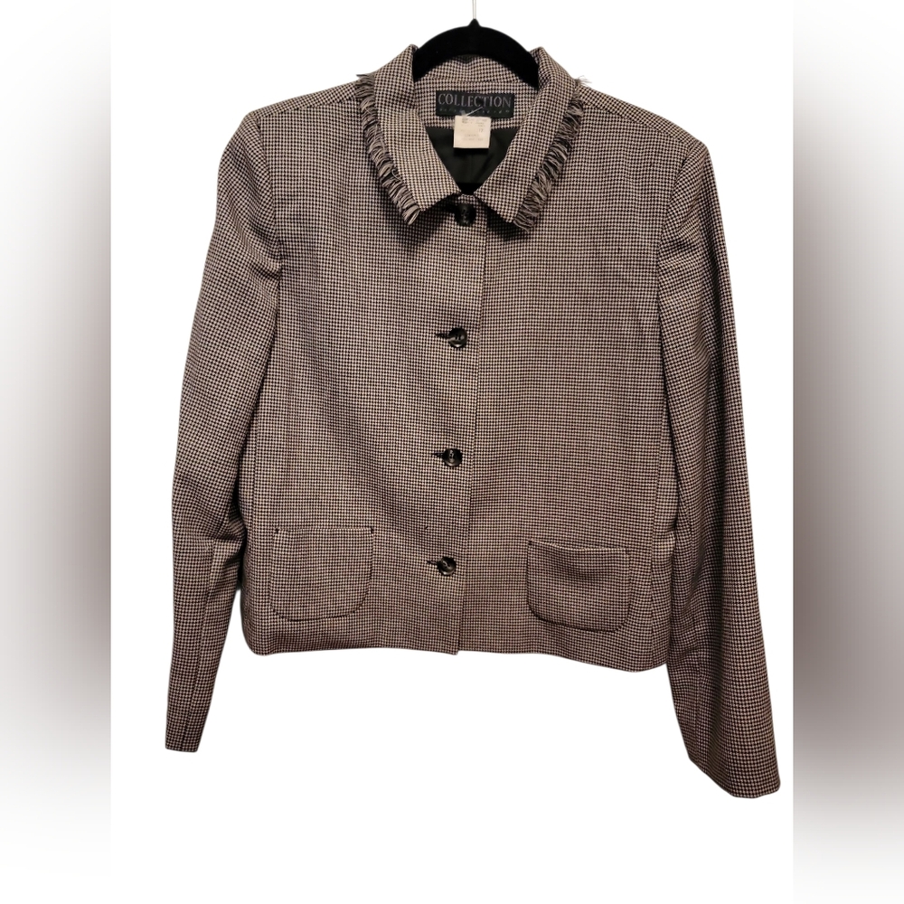 Women's Black and White Houndstooth Jacket